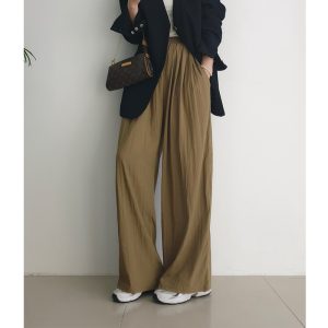 Korean Chic Pleated Wide-Leg Casual Pants - Style a46636