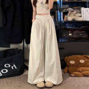 2026 Spring Summer Women's High Waist Wide Leg Cropped Pants