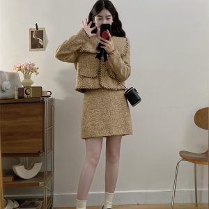 Gingerbread Khaki Festive Bow Women's Fashion Set