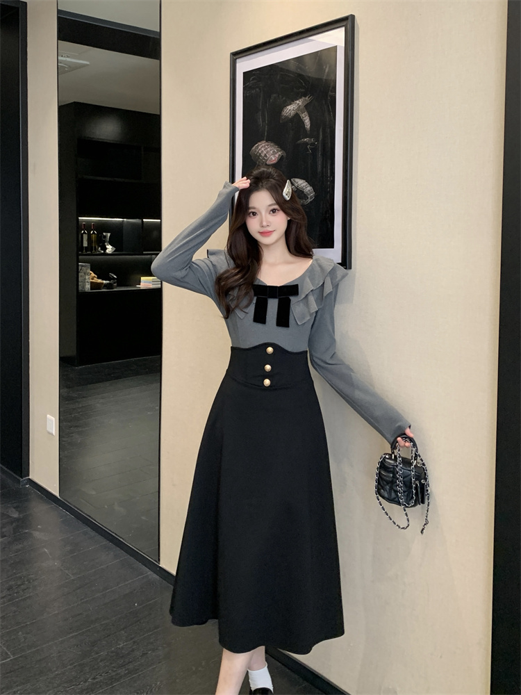 Women's Autumn Long Sleeve Two-Piece Set High Waist Slimming Knit