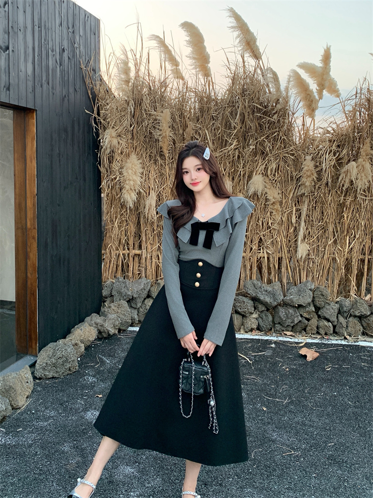 Women's Autumn Long Sleeve Two-Piece Set High Waist Slimming Knit - Image 2