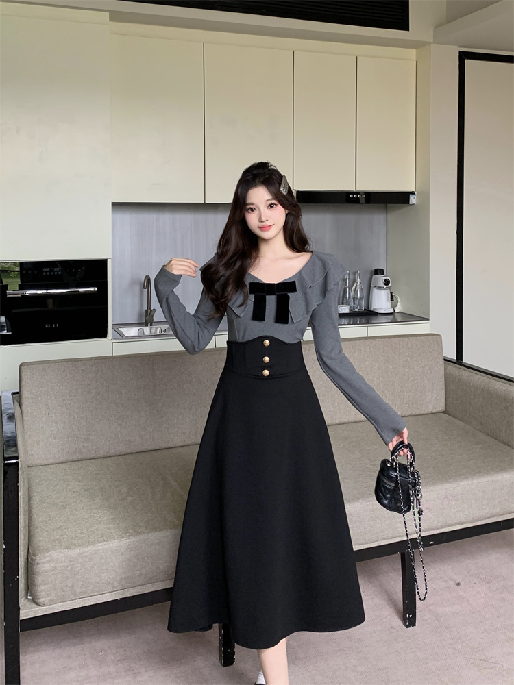 Women's Autumn Long Sleeve Two-Piece Set High Waist Slimming Knit - Image 4