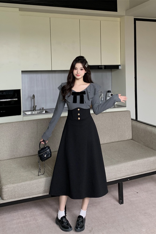 Women's Autumn Long Sleeve Two-Piece Set High Waist Slimming Knit - Image 5