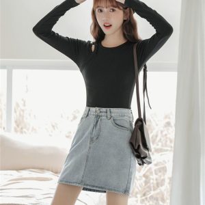 Women's Hollow Out Long Sleeve T-Shirt Slim Fit Basic Top